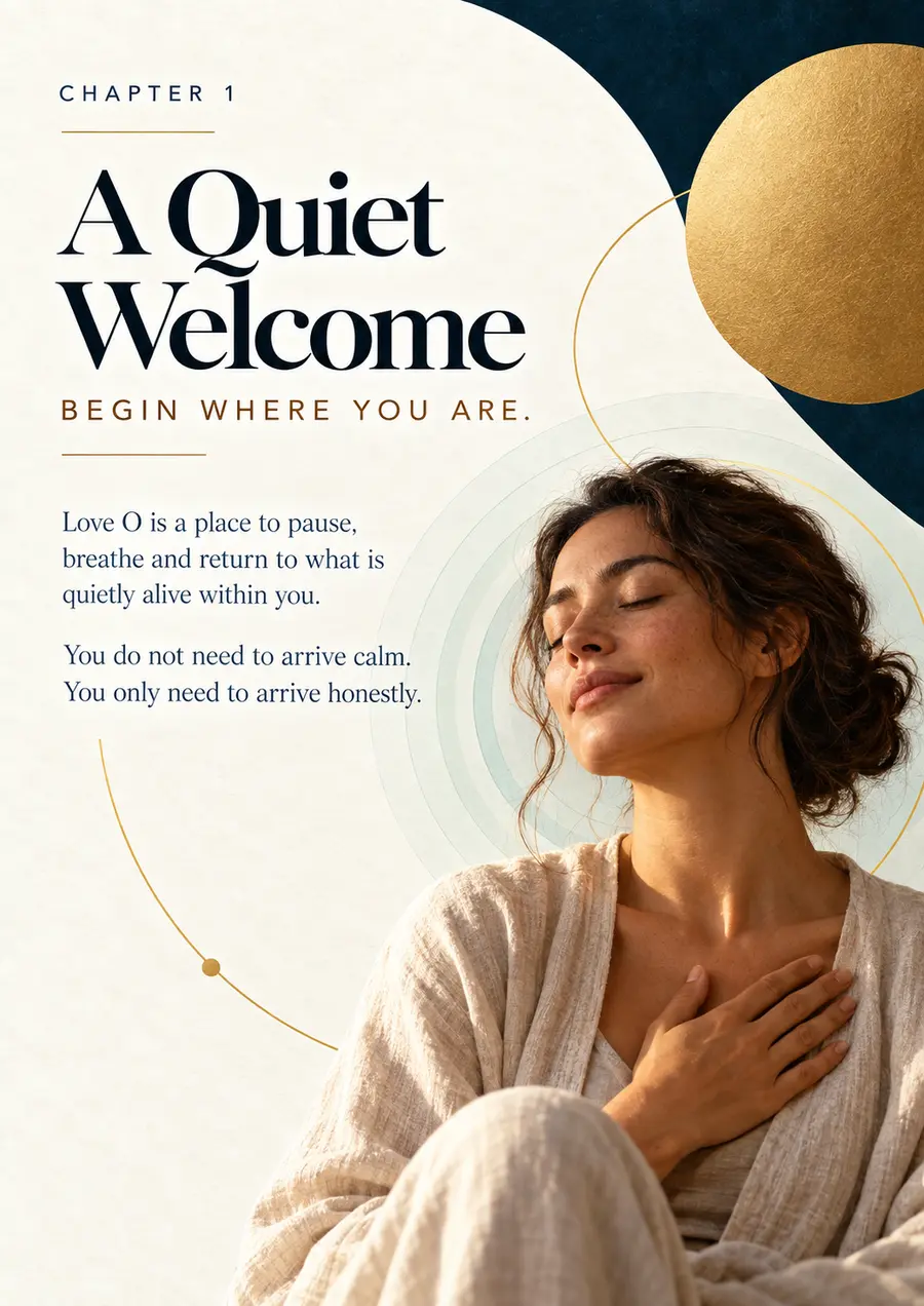 A Quiet Welcome opening page from the Love O book